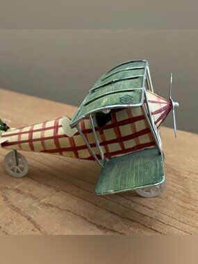 Vintage Bath & Body Works Biplane Airplane Christmas Ornament Hand Painted